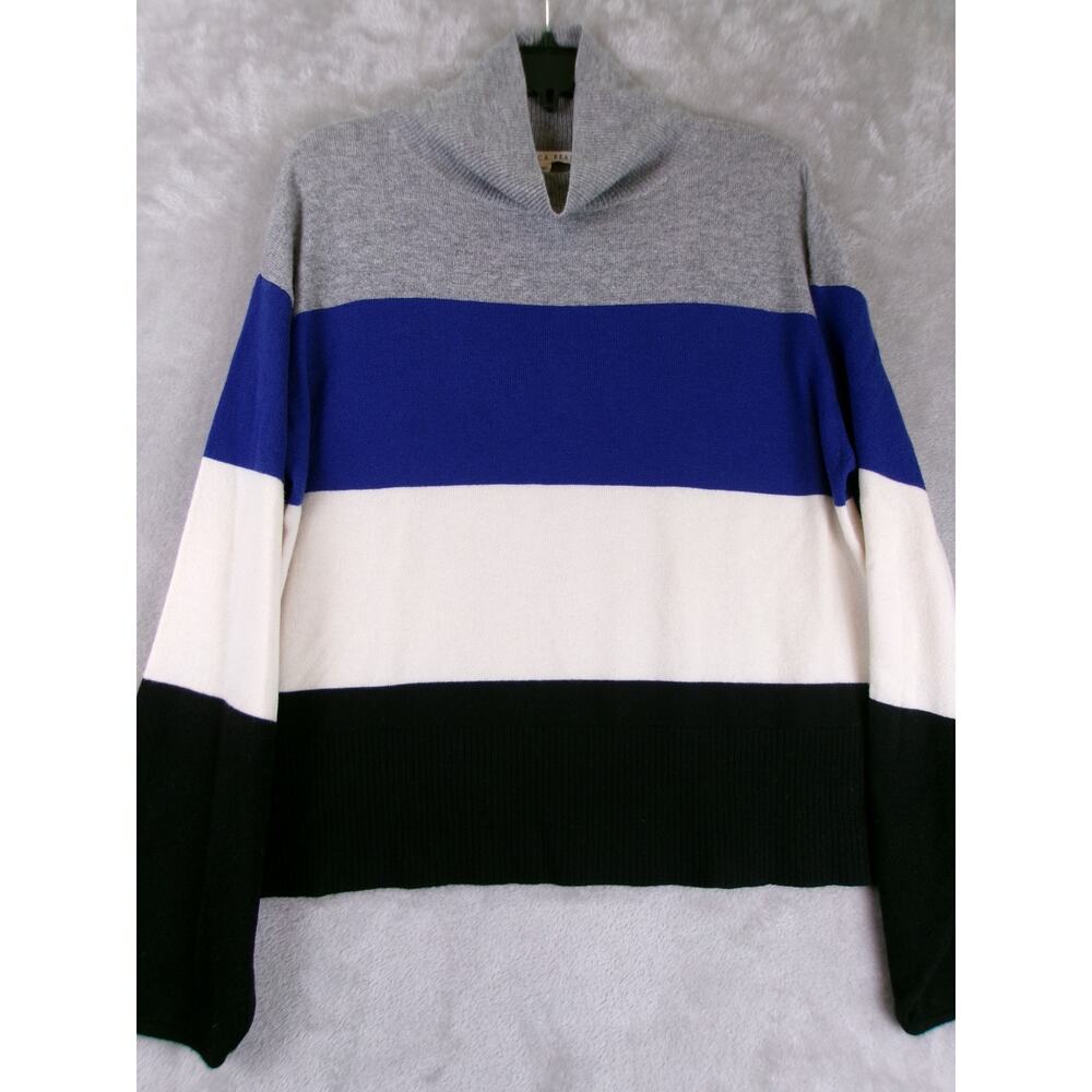 Veronica Beard 100% Cashmere Colorblock Mock Neck Sweater Size L